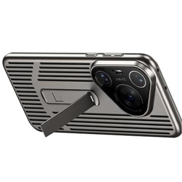 Imagem de POYUFRG Capa para Huawei Pura 70 Ultra/70 Pro/70 Pro+/70, capa de dissipação de calor, suporte de metal, lente traseira oca com tudo incluído, cinza, 70 Pro