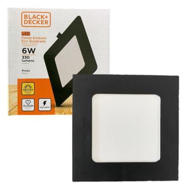Imagem de Kit 5 Plafon Quadrado Embutir 6w Preto 12x12 Branco Neutro 4000K - Bla