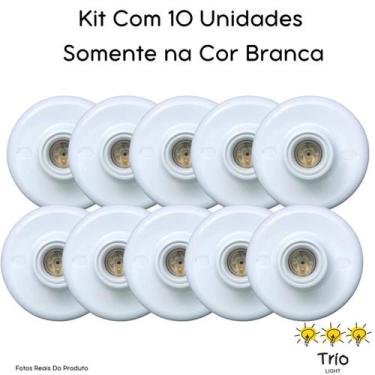 Imagem de Kit 10 Plafon Soquete E27  Simples Branco Paflon Bocal de Teto Plafoni