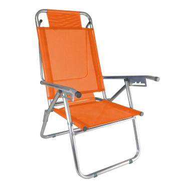 Imagem de Zaka - Cadeira de Praia Alumínio Reforçada 5 Posições Infinita UP Laranja 120 KG
