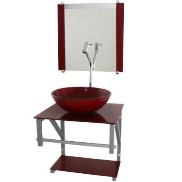 Imagem de Gabinete de vidro para banheiro 40cm ac slim full com espelho - Cubas 