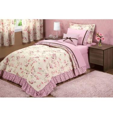 Imagem de Edredom Solteiro Ariela palha Casaborda 4 peças