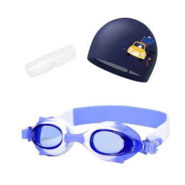 Imagem de Kit Óculos Natação Com Estojo e Touca Infantil Desenhos Coleção Peixin