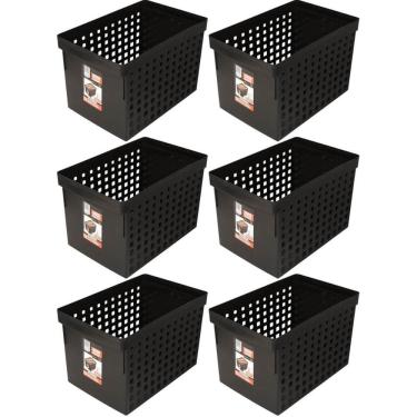 Imagem de 6 Caixas Organizadoras para Escritório 42x27cm Arquivo Morto Pastas Suspensas com Furação