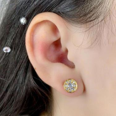 Imagem de Brinco Redondo Cravejado Banhado a Ouro 18k - Work Semijoias
