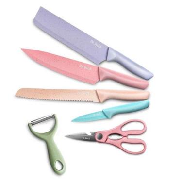 Imagem de Kit Jogo De Facas Coloridas 6pcs Chef Cozinha Churrasco Cozi - BIVENA