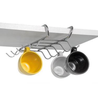 Imagem de Suporte organizador para 10 xícaras suspensas encaixe luxo cromado - P