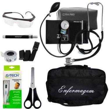 Imagem de Kit de enfermagem preto p.a.med com esfigmomanômetro - PAMED