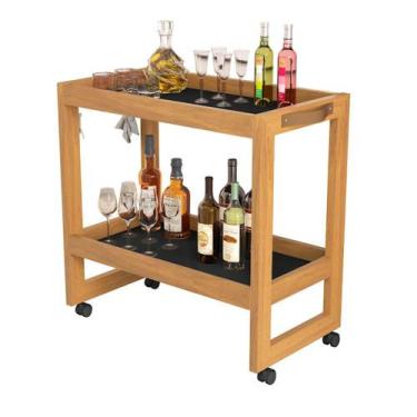 Imagem de Carrinho Multiuso Aparador Barzinho Orfeu Com Rodizios Preto Movelove 