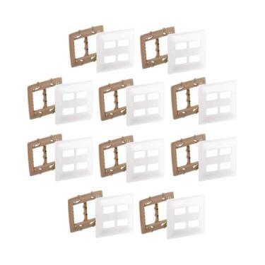 Imagem de Kit 10 Placa 4X4 P 4 Mód Branco Zeffia C Suporte Pial 680175 - Pial Le