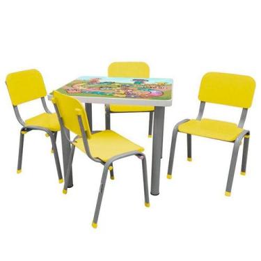 Imagem de Kit Mesa Infantil 4 Cadeiras Reforçada LG Flex Amarela - Lg Flex Cadei