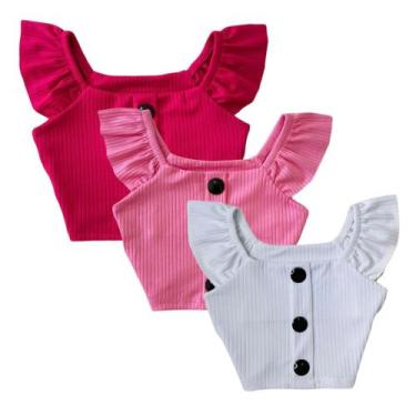 Imagem de Kit Blusinha Cropped Infantil Meninas 3 Peças Look Verão - AK FASHION 