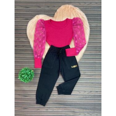 Imagem de Roupa Feminina Infantil Blusa Tule Calça Jogger Blogueirinha - AK FASH