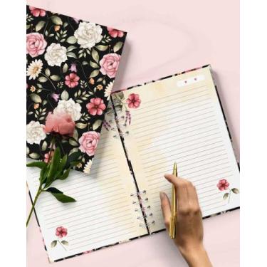 Imagem de Caderno Personalizado FLORAL 60 Folhas 15,5x21,5 Cm - Mel'art Papelari