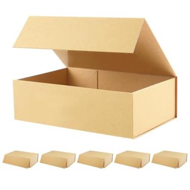 Imagem de MALICPLUS 6 caixas de embrulho de presente, grande caixa de presente 22 x 23 x 8,5 cm (kraft fosco)