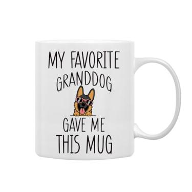 Imagem de QASHWEY Caneca de presente de cachorro pastor alemão para avó, caneca divertida de pastor alemão, dono, caneca de café, presentes para avó, avô, My Favorite Granddog Gave Me This Caneca, xícaras de