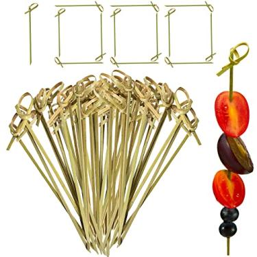 Imagem de Potchen 1000 peças de palitos de coquetel de bambu espetos de bambu palitos de coquetel para aperitivos, palitos de comida, palitos de coquetel com nó em laço para churrasco, lanches, eventos, festa (12 cm)