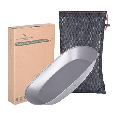 Imagem de Boundless Voyage Prato reutilizável de titânio para jantar, prato ultraleve com bolsa de transporte, acampamento, portátil, utensílios de mesa, macarrão, salada, prato, lavável na lava-louças (1