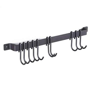 Imagem de Wallniture Suporte para utensílios de cozinha gourmet com 10 ganchos, suporte para pendurar em ferro forjado com preto 45 cm