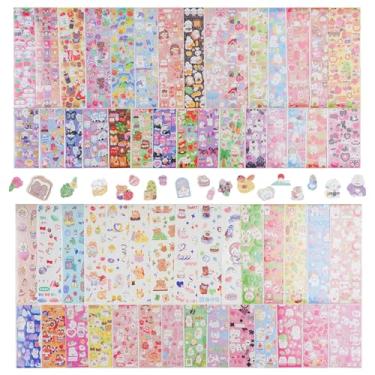 Imagem de Bayurht 60 folhas de adesivos decorativos coreanos Kpop adesivos decorativos fita coração bonito borboleta adesivos para scrapbooking photocards fichário arte artesanato diário