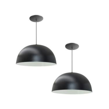 Imagem de Kit 2 Luminária Pendente Meia Lua 24cm Com Interior Branco Brilho Fiaç