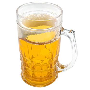 Imagem de Caneca de cerveja falsa 450 ml criativa mezanino duplo camada dupla caneca de cerveja congelada capacidade extra grande durável acessórios de decoração de casa copos de vinho