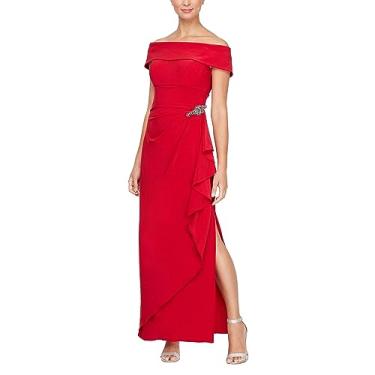 Imagem de Alex Evenings Vestido longo tomara que caia com ombros de fora, Vermelho, 7