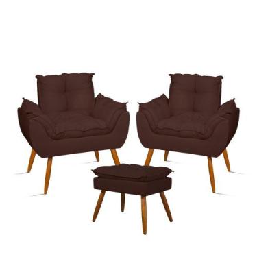 Imagem de Kit 02 Poltronas Decorativas + 01 Puff Para Apoio dos Pés - B Balaqui 