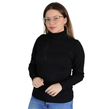 Imagem de Suéter Tricot Gola Alta Feminino Facinelli 650946, Preto, M