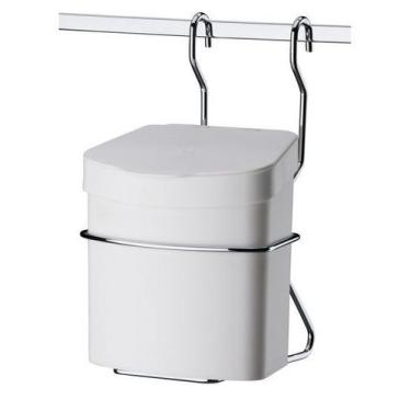Imagem de Suporte Lixeira 2,5 Litros Branca de Barra Parede Cozinha Cromado - 24