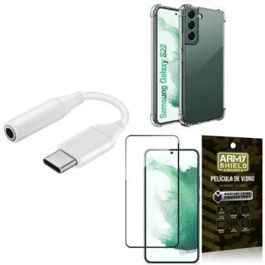 Imagem de Capinha Samsung S22  + adaptador Tipo C para Fone P2 + Película 3D - A