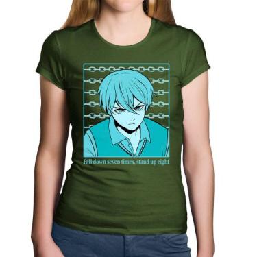 Imagem de Baby Look Algodão Fall Down Seven Times, Stand Up Eight - Foca na Moda