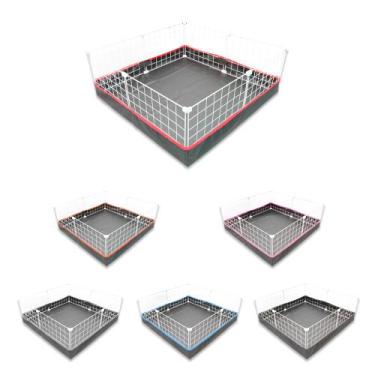 Imagem de Cercado Aramado 80x80cm Branco com Bandeja Higiênica Nylon Vermelho - 