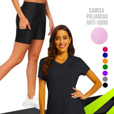 Imagem de Conjunto Camiseta DRY FIT POLIAMIDA MALHA FRIA + Short Leg Legging COM