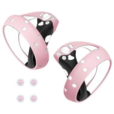 Imagem de Geekria Silicone Controller Cover Compatible with Sony PlayStation VR2, PS VR2 Anti-Fall Protective Handle Sleeve, Soft Ring Hand Grips, Unibody Design (Pink)