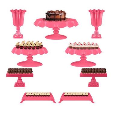 Imagem de Kit Festa 9 Peças - Mesa De Aniversário Completa - Boleira e Bandejas 