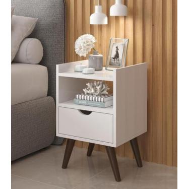 Imagem de Mesa De Cabeceira Quarto Casal Solteiro Alice 1 Gaveta - Branco - MÓVE