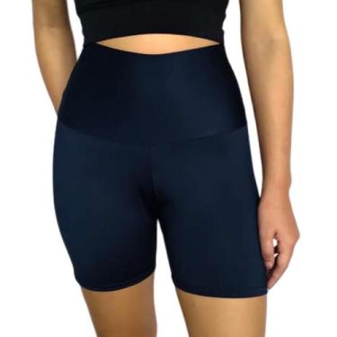 Imagem de Short Feminino Meia Coxa Justo Cós Cintura Alta Liso Suplex Pp ao Plus