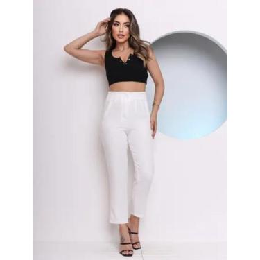 Imagem de MODAS DOMI Calça Alfaiataria Feminina Cintura Alta LANÇAMENTO Moda ZR 