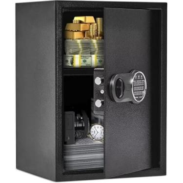 Imagem de Cofre grande à prova de fogo com trava de teclado digital, cofre de aço com forro interno e kit de parafusos, cofre doméstico à prova de fogo para dinheiro, documentos, joias e muito mais, 4 metros