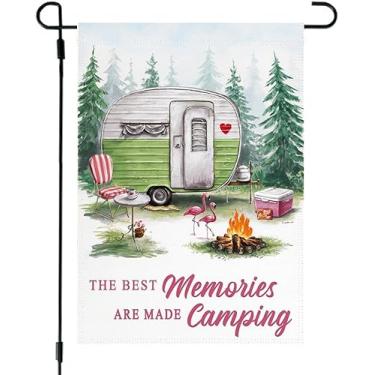 Imagem de Bandeira de jardim de acampamento - the Best Memories Are Made trailer acampamento pequeno festa quintal decoração externa - bandeira de acampamento - presente de acampamento familiar - decoração de
