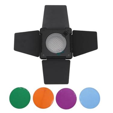 Imagem de Porta de Celeiro Com Grade de Favo de Mel Filtros de Gel de 4 Cores, Porta de Flash de Fotografia para Montagem Bowens Kit de Acessórios de Refletor Padrão de Luz de Vídeo, para