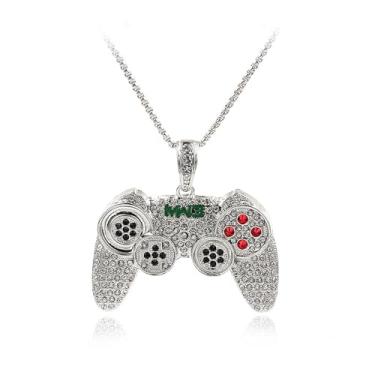 Imagem de Rrdaily Colar To My Son/Grandson com controle de jogo de cristal colorido, colares, punk, hip hop, amizade, console de jogos, para filhos/netos, melhores amigos, Zinco, Cristal