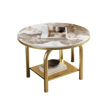 Imagem de Sofa Side Table，Living Room Bedroom Side Table，Small Coffee Table，Modern Side Table，Round Side Table，Storage Desk，for Living Room，Bedroom，Small Spaces ，Black，White，Gold(Gold,50*50*55cm/19.7*19.7*21.7i