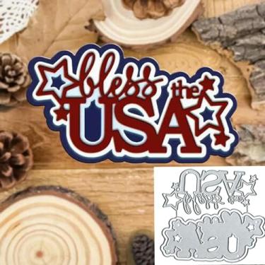 Imagem de Julho BLESS The USA – Cortes de metal, letras de estrelas, moldes de corte, estêncil, faça você mesmo, álbum de recortes, papel decorativo em relevo, scrapbook, cartões