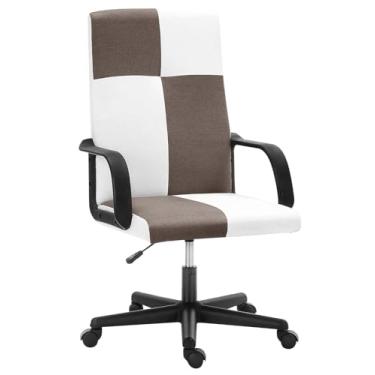 Imagem de Cadeira de escritório, cadeira de mesa de escritório em casa, cadeira de trabalho estofada, encosto alto, cadeira de leitura de computador ajustável com rodinhas ajustáveis, cadeira de leitura de