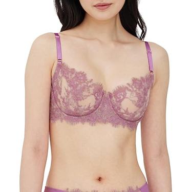 Imagem de Skarlett Blue Sutiã feminino Minx Lace Balconette 322100, Lilás transparente/nylon, 38C