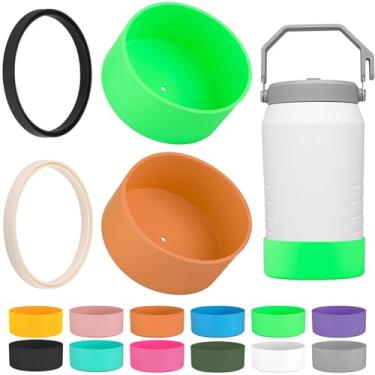 Imagem de Capa de silicone de 4 peças com junta de substituição para copo Stanley IceFlow Flip Top de 1,8 g, junta de substituição de manga de silicone para garrafa de água Stanley de 1,8 g (4, laranja ciano)