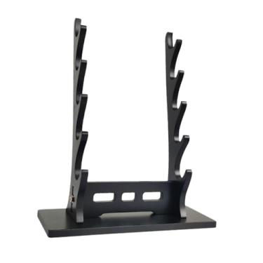 Imagem de Milageto Suporte para exibição de espadas de samurai, suporte para espadas, organizador de armazenamento de sabres de luz clássicos, suporte para tanto, Preto 5 Camadas