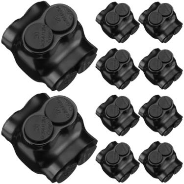 Imagem de Copkim Conectores de Fio Isolados Conector de Emenda Múltipla Conector de Alimentação Elétrica de Entrada Dupla Conectores de Cabo Preto Conectores de Fio de 2 Portas(10 Unidades, Faixa de Fio 2-14, C